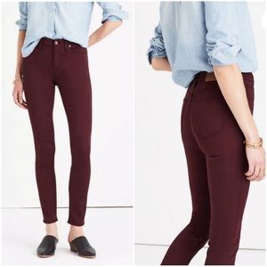 Madewell 9" Maroon High Riser Skinny Skinny pants Size 29